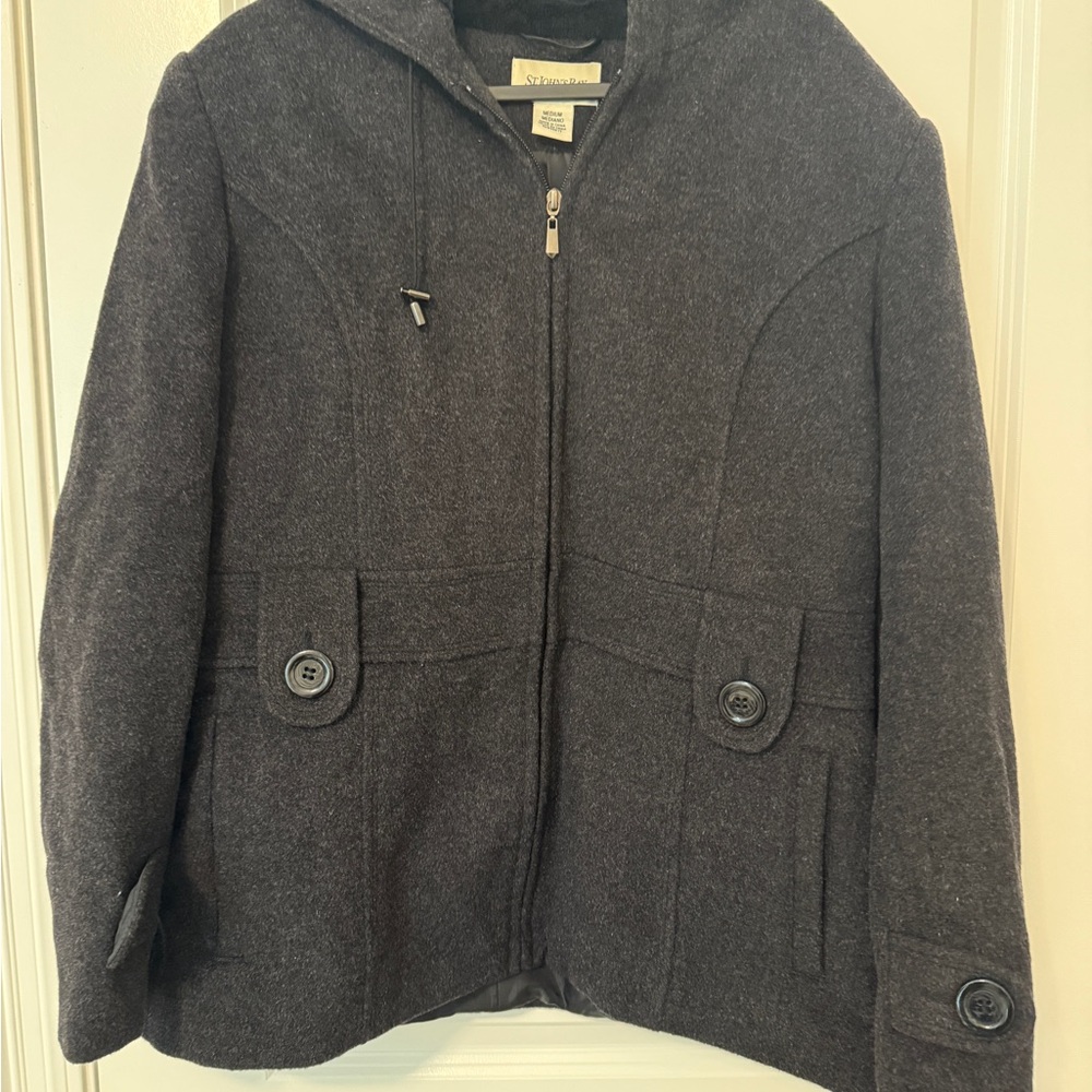 St. John's Bay Charcoal Wool Zip-Up Jacket